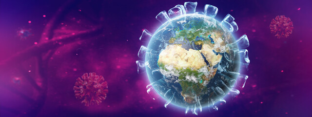 Corona virus crisis around the world. 3d illustration