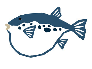 河豚　レトロなベクターイラスト © ニシヒロユミ