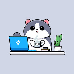 cat playing laptop logo