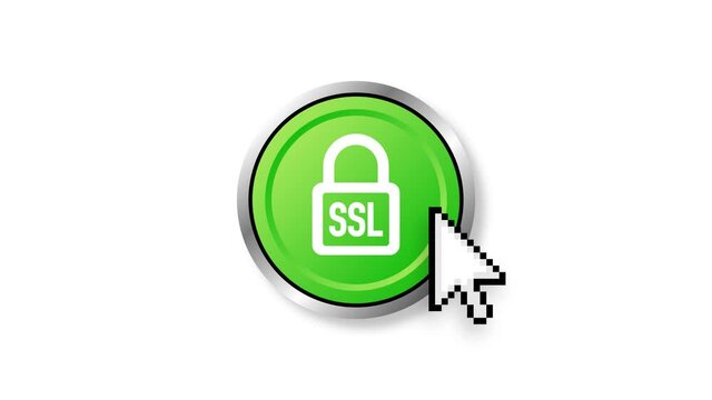 SSL encryption button. Secure icon. Motion graphics.