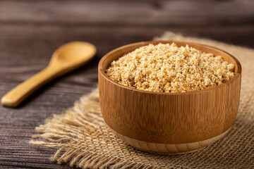 Bowl with Brazilian farofa. Made with manioc flour.