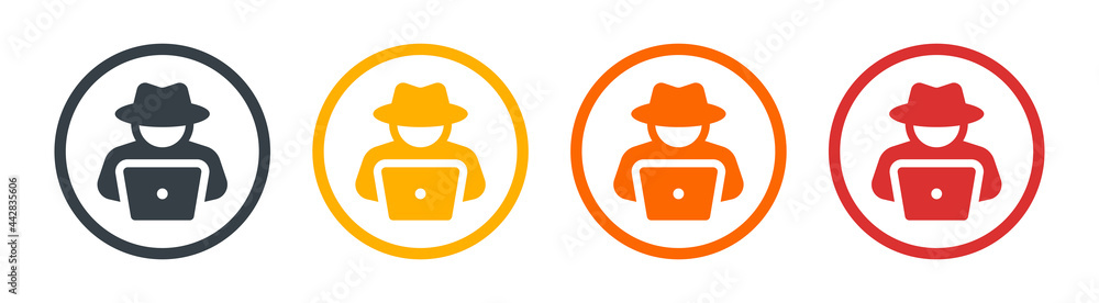 Poster cyber crime, internet hacker icon sign.