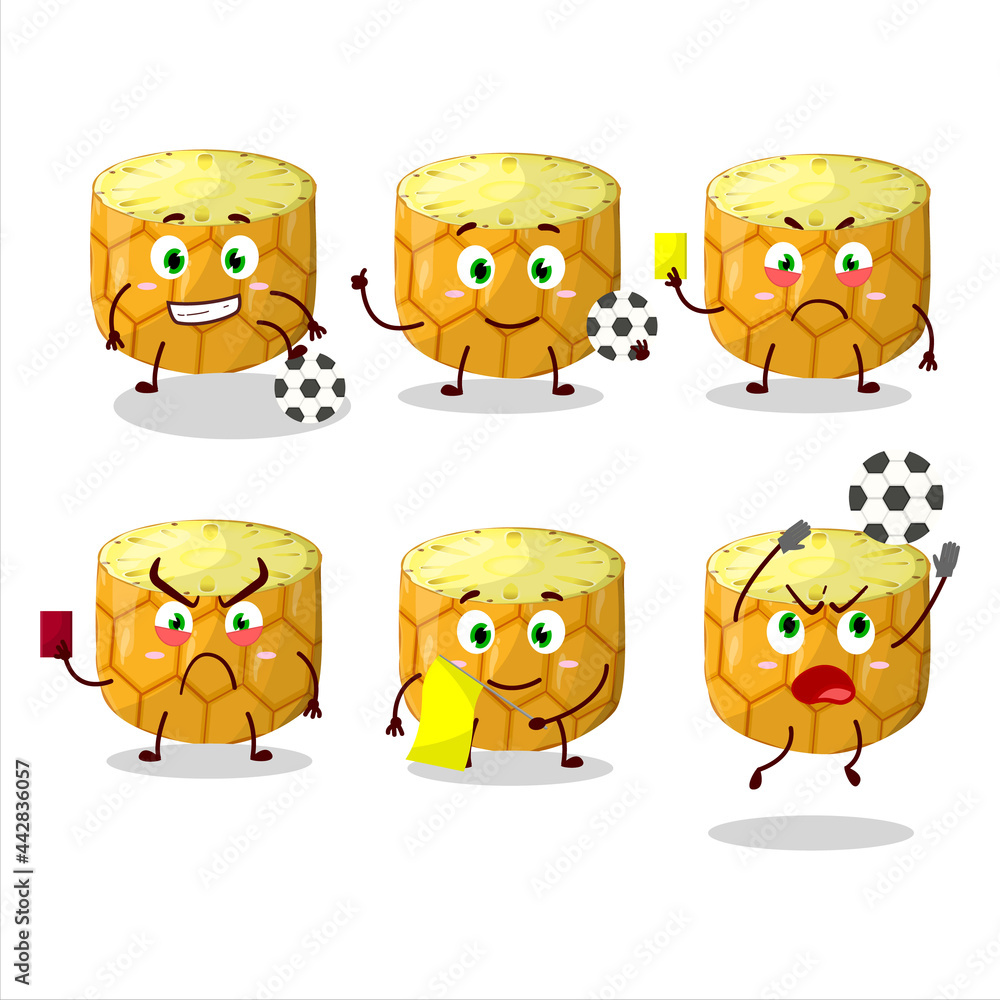 Canvas Prints slice of pineapple cartoon character working as a football referee