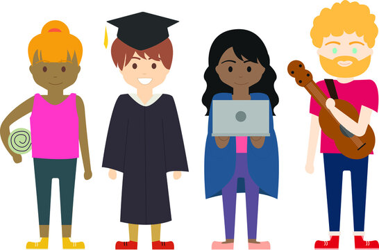 Different kinds of teachers tutors character Illustration