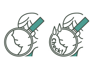 二重あごの女性-2色