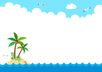 Fototapeta na wymiar Tropical island with palm trees in the ocean. Summer vacation background.
