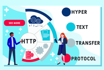Vector website design template . HTTP - Hyper Text Transfer Protocol acronym. business concept. illustration for website banner, marketing materials, business presentation, online advertising.