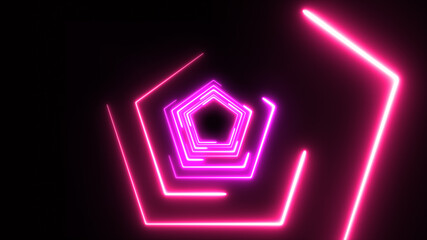 Red spilt pentagon technology looping 3D room background