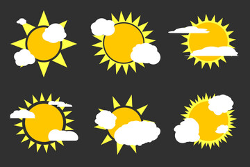 Sun icons, set symbols. Collection signs. graphic design template, vector illustration