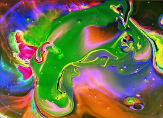 Multi-colored marble background. Acrylic paint flows freely and creates an interesting...