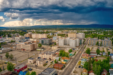 Aerial View of the Fairbanks, Alaska Skyline during Summer