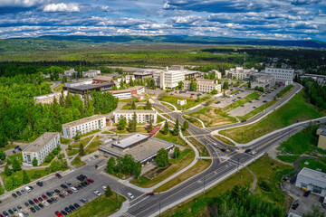 Aerial View of the State University Campus in Fairbanks, Alaska