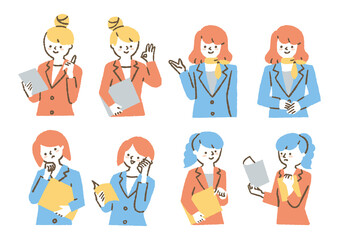 Fototapeta premium 働く女性たち_セット_カラー