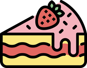 strawberry cheesecake color outline icon