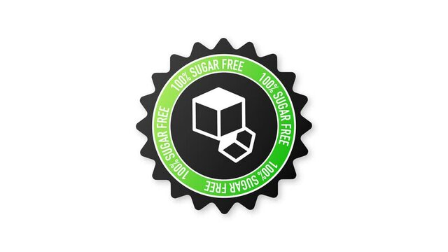 Flat icon with lactose gluten gmo sugar free stamp. Organic signs. Motion graphics.