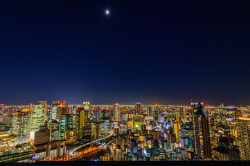 大阪の街の夜景、梅田スカイビルより、11月、日本