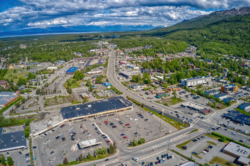 Aerial View of the Anchorage Suburb of Eagle River, Alaska