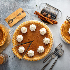 Pumpkin or sweet potato pies for Thanksgiving © fahrwasser
