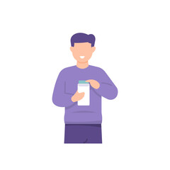 illustration of a man looking and counting money in an envelope. get paid. happy expression. flat cartoon style. vector design