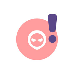 concept icon warning there is an intruder or spy. illustration of exclamation mark symbol and stranger symbol. protection, notice. flat cartoon style. vector element design