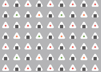 おにぎり柄の背景素材　おにぎり柄のパターン素材　グレーベース