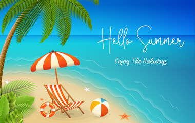 Fototapeta na wymiar Hello summer holiday beach vacation banner