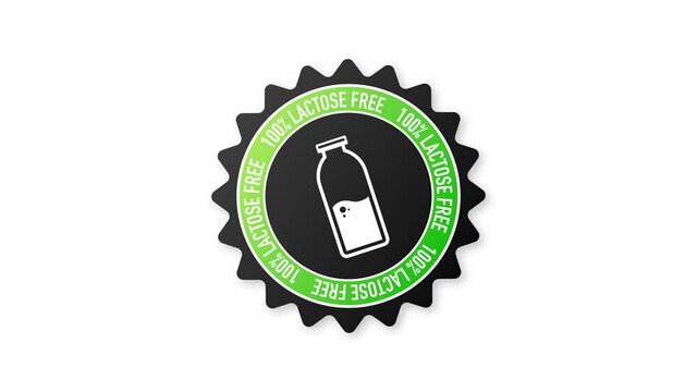 Flat icon with lactose gluten gmo sugar free. Organic signs. Motion graphics.