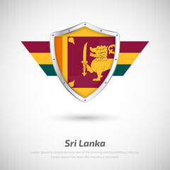 Obraz premium Elegant glossy shield for Sri Lanka country with happy independence day greeting background