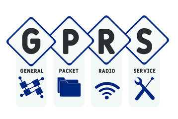 GPRS - General Packet Radio Service acronym. business concept background.  vector illustration concept with keywords and icons. lettering illustration with icons for web banner, flyer, landing 