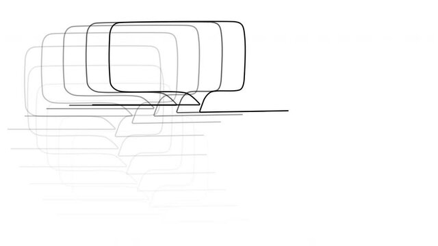 Speech bubble, screen, device display echo background animation. Line art. Communication technology concept.