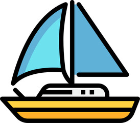 sailboat color outline icon