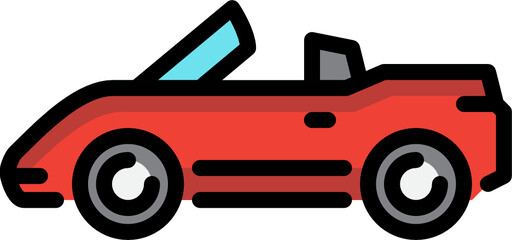 convertible car color outline icon - obrazy, fototapety, plakaty