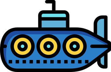 submarine color outline icon