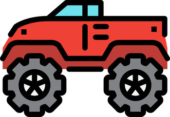 monster truck color outline icon © tulpahn