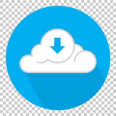 Cloud download flat icon for apps or websites