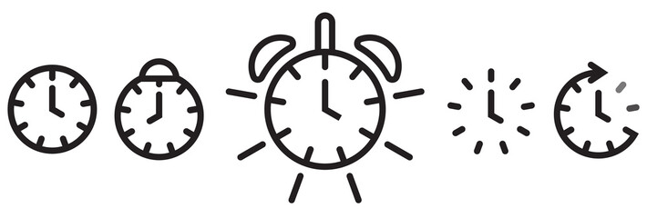 Set of clock and times line art icon for apps or websites