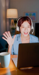 woman meeting online at home