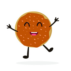 funny character bread with sesame vector illustration