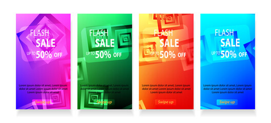 abstract rectangular mobile for flash sale banners. Sale banner template design Flash sale special offer set - vector