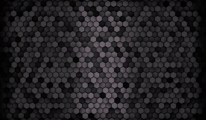 3D rendered geometric hexagons grouped together like a honeycomb. illustration of print technology concept beautiful texture dark background illustration