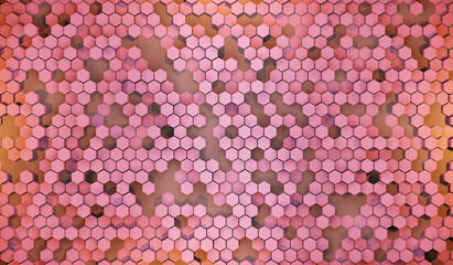 3D rendered geometric hexagons grouped together like a honeycomb. illustration of print technology concept beautiful texture pink background illustration