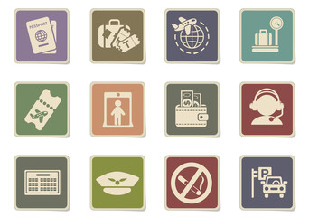 Airport and air carrier services icon set