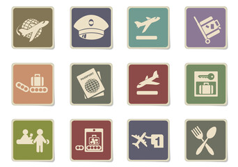 Airport and air carrier services icon set