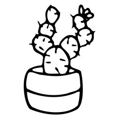 Vector illustration of a cloud in a pot. Blooming cactus illustration.