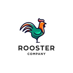 Fototapeta na wymiar rooster logo vector design, chicken hen icon Illustration in line art style