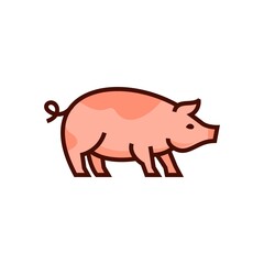 simple drawing of pig piglet for Logo mascot and icon or sign template vector stock illustration