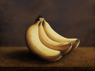 Drawing banana on dark background.