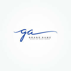 Initial Letter GA Logo - Handwritten Signature Logo - obrazy, fototapety, plakaty