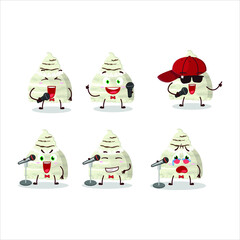 A Cute Cartoon design concept of vanilla ice cream scoops singing a famous song. Vector illustration