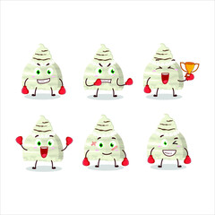 A sporty vanilla ice cream scoops boxing athlete cartoon mascot design. Vector illustration